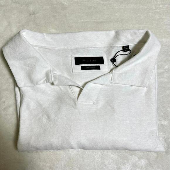 NWT Porter & Ash Linen Blend Polo Men's L White Classic Preppy Summer Staple - Picture 9 of 9